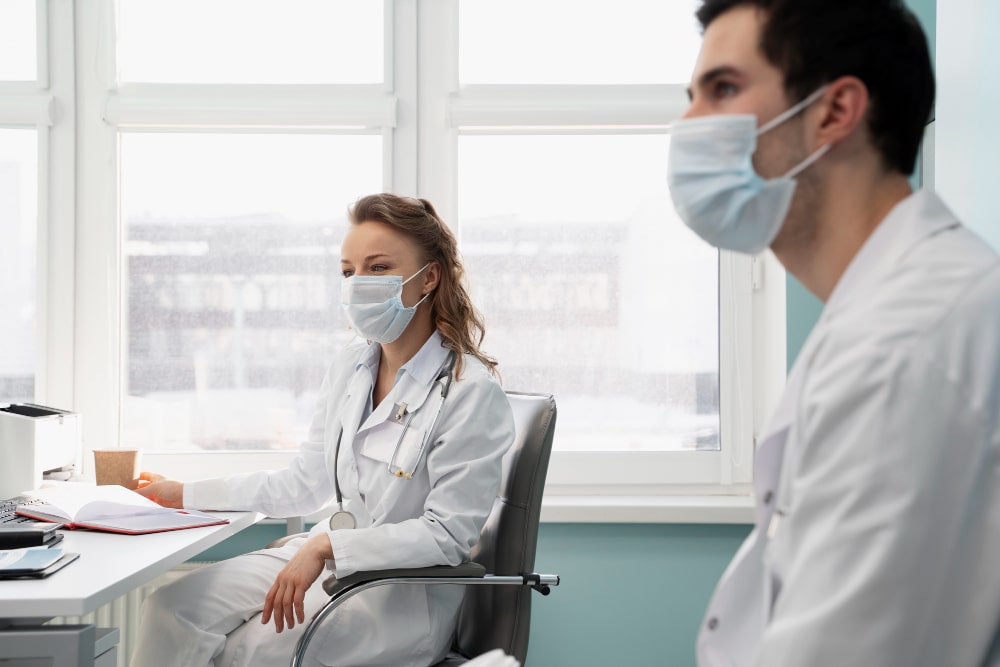 Doctor Using Digital Marketing Tools on a Tablet