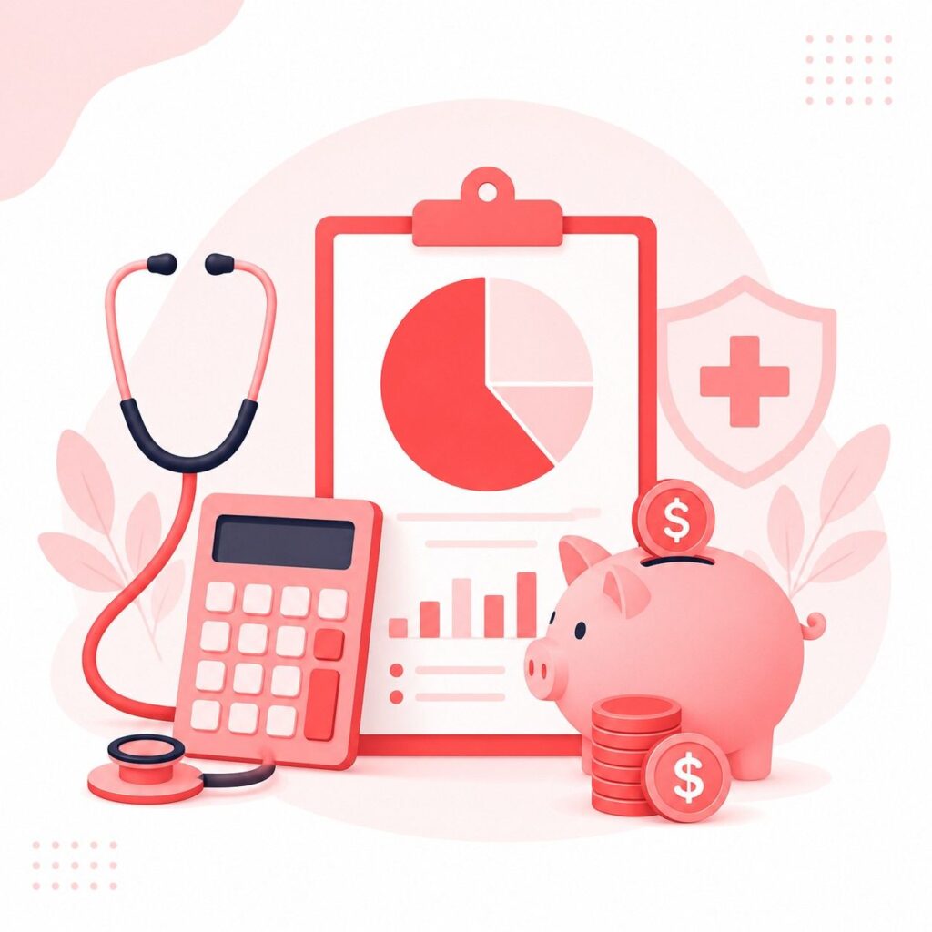Medical SEO Cost illustration showing healthcare SEO budgeting, investment planning, cost analysis, and digital marketing growth for medical practices.