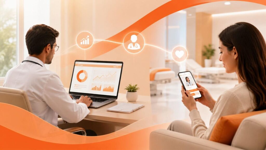 How Healthcare Marketing Works cover image showing a healthcare provider using digital marketing strategies to connect with patients through online healthcare services
